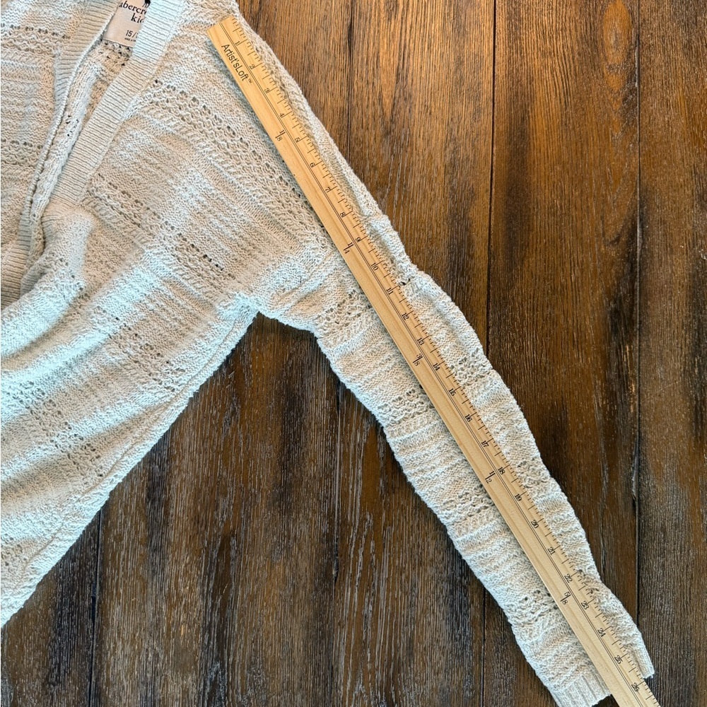 Abercrombie Kids Cream Cardigan Hoodie Sweater with Lace Trim Size 15/16 - Picture 8 of 10